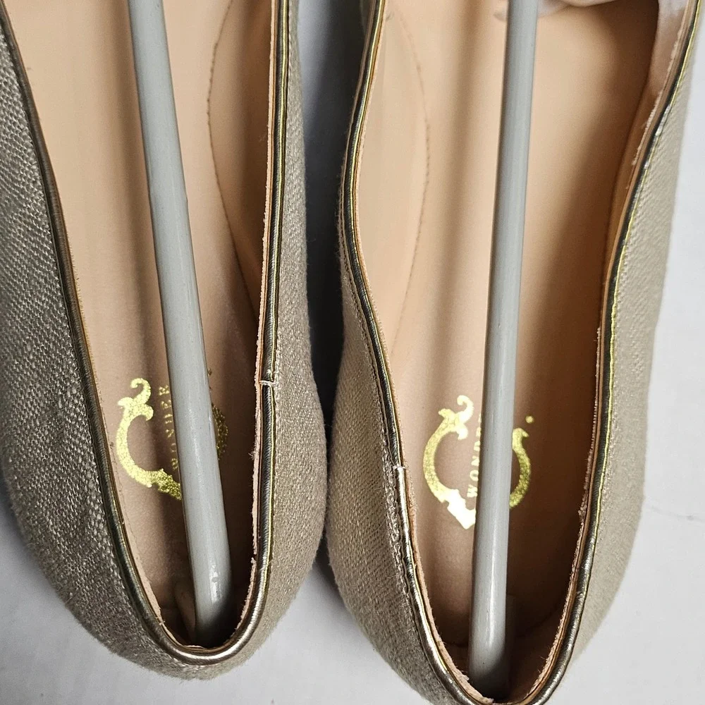 C. Wonder Carolina Khaki Cocktail Embroidered Loafers Flats A291213 Womens 6.5 W